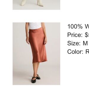 Quince washable Silk Midi Skirt in rose color